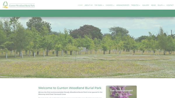 Screenshot of the Gunton Woodland Burial Trust website