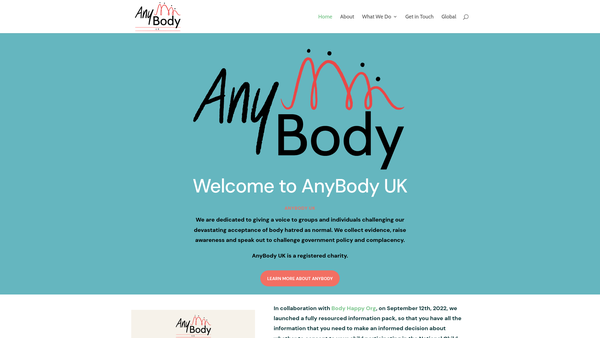 Screenshot of the Anybody UK website