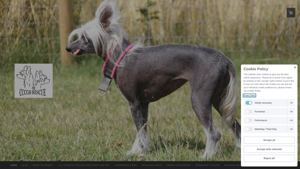 Screenshot of the The Chinese Crested Club Of Great Britain Rescue website