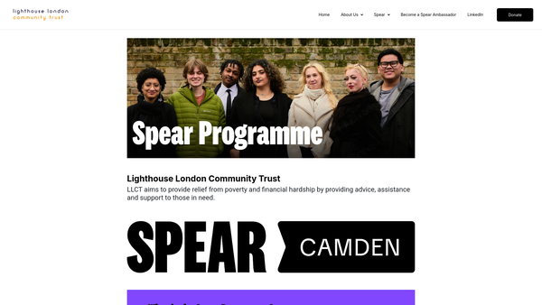 Screenshot of the The Lighthouse London Community Trust website