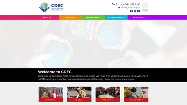 Screenshot of the Cumbria Development Education Centre website