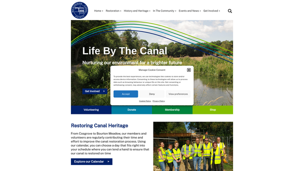 Screenshot of the Buckingham Canal Society website