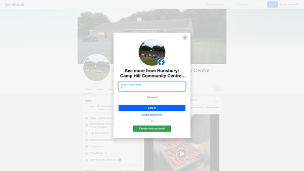 Screenshot of the Camp Hill Community Centre website