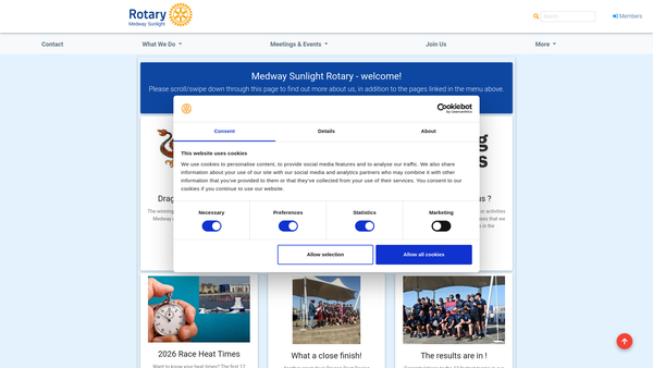 Screenshot of the Rotary Club Of Medway Sunlight Trust Fund website