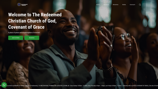 Screenshot of the The Redeemed Christian Church Of God, Covenant Of Grace website