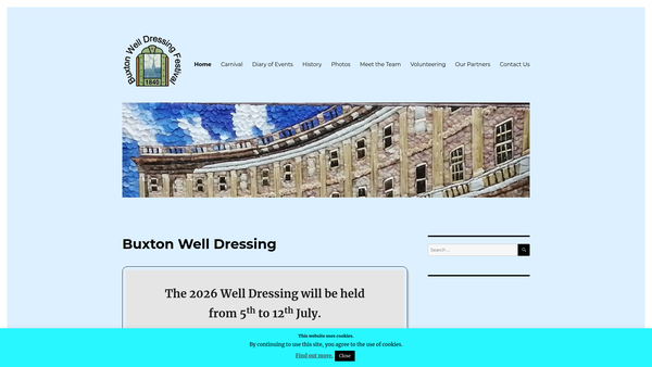 Screenshot of the Buxton Well Dressing Festival website