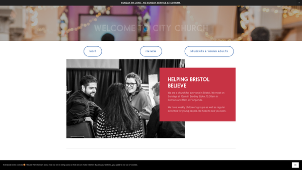 Screenshot of the City Church Bristol website