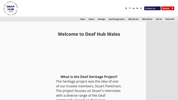 Screenshot of the Cardiff Deaf Centre website