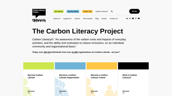 Screenshot of the The Carbon Literacy Trust website