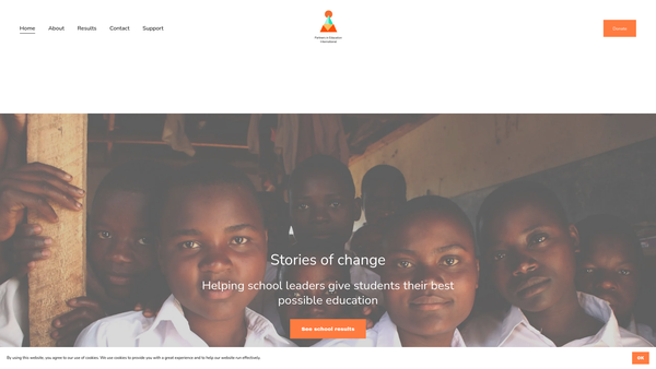 Screenshot of the Partners In Education - International website