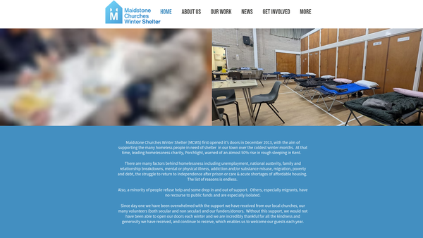 Screenshot of the Maidstone Churches Winter Shelter website