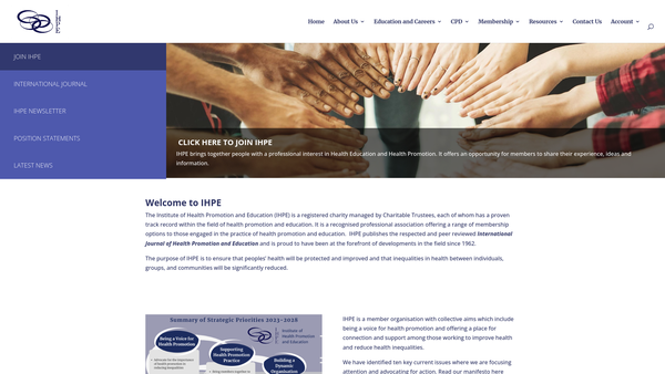 Screenshot of the Institute Of Health Promotion And Education website