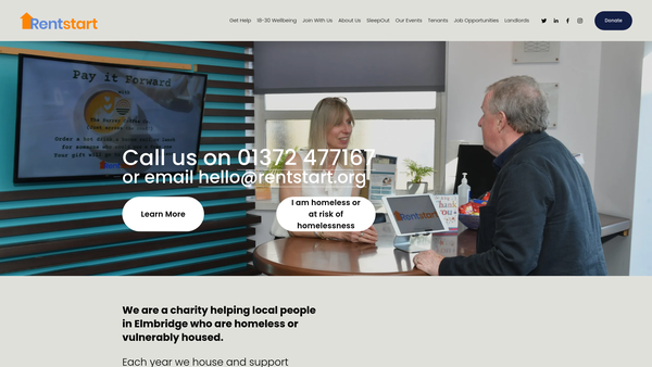 Screenshot of the Rentstart (UK) Ltd website