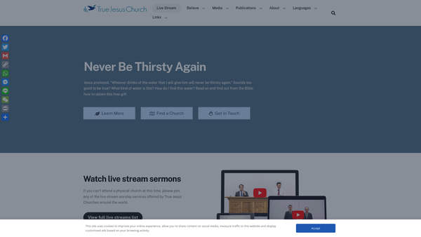 Screenshot of the True Jesus Church (Manchester) website