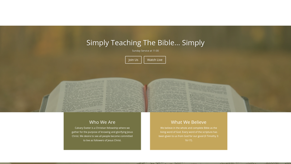 Screenshot of the Calvary Exeter website