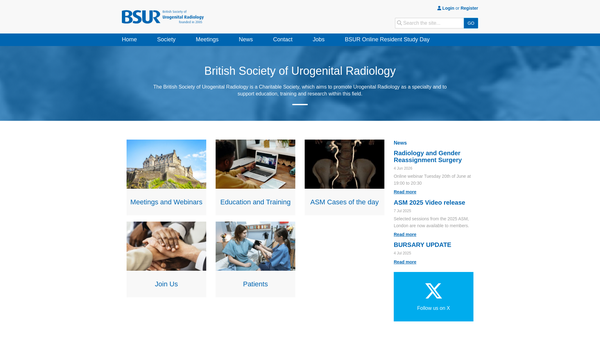 Screenshot of the British Society Of Urogenital Radiology website