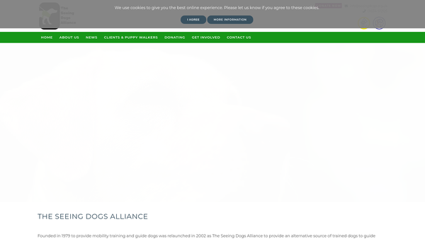 Screenshot of the The Seeing Dogs Alliance website