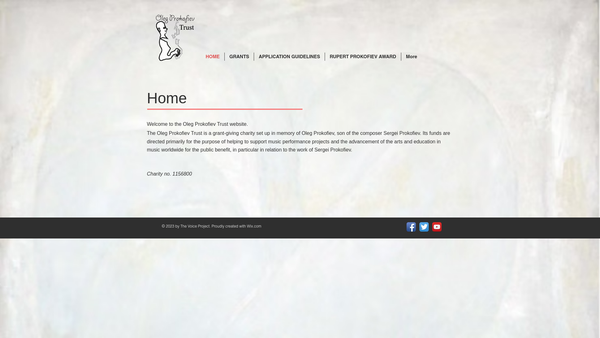 Screenshot of the Oleg Prokofiev Trust website