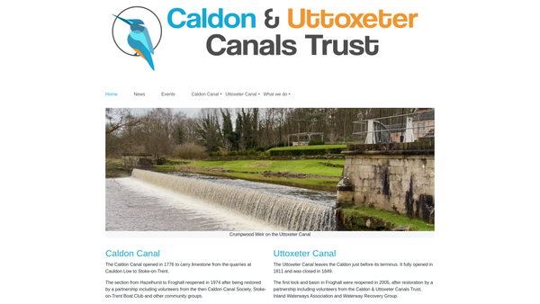 Screenshot of the Caldon & Uttoxeter Canals Trust website
