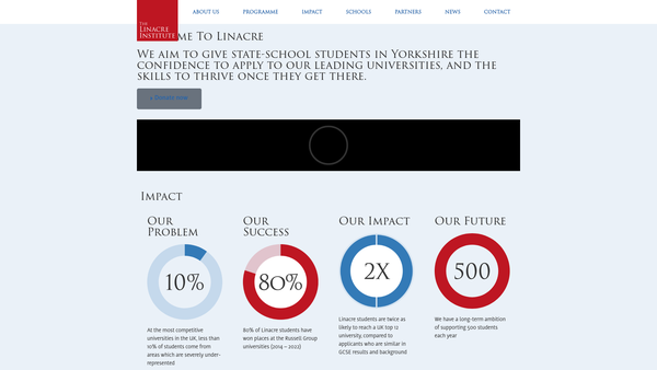 Screenshot of the The Linacre Institute website