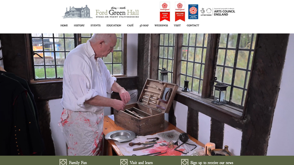 Screenshot of the Ford Green Hall Museum Ltd website