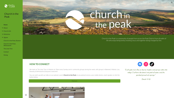 Screenshot of the Church In The Peak website