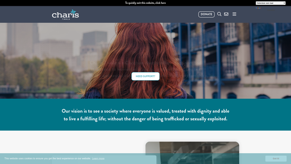 Screenshot of the Charis Tiwala website