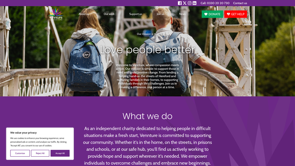 Screenshot of the Herefordshire Vennture website