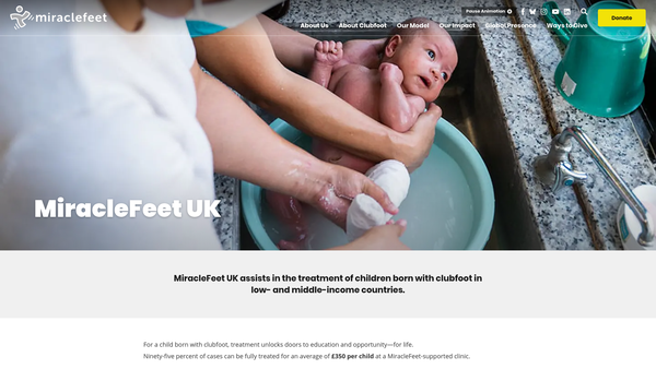 Screenshot of the Miraclefeet UK website