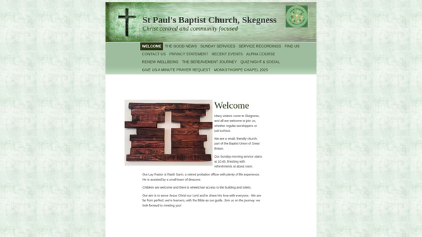 Screenshot of the St. Paul's Baptist Church Skegness website