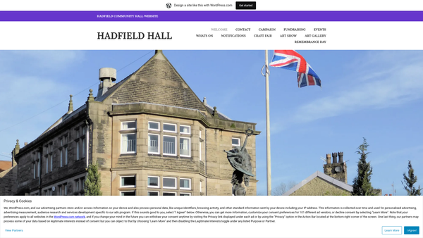 Screenshot of the Friends Of Hadfield Hall website