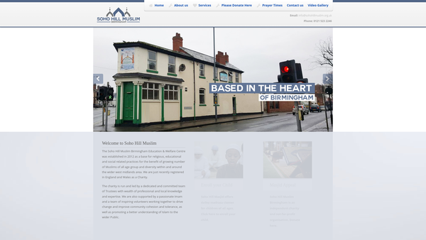 Screenshot of the Soho Hill Muslim Birmingham Educational & Welfare Centre website