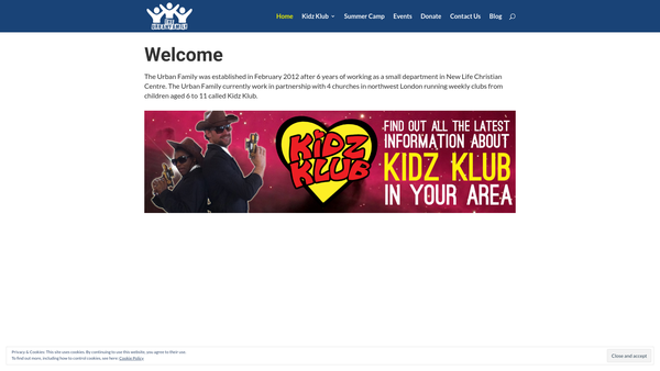 Screenshot of the The Urban Family website