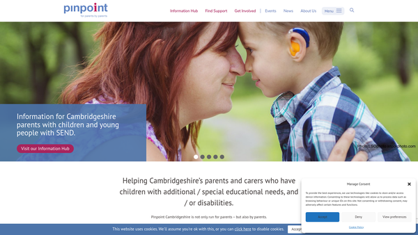 Screenshot of the Pinpoint Cambridgeshire website