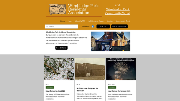 Screenshot of the Wimbledon Park Community Trust website