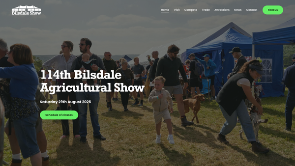 Screenshot of the Bilsdale Agricultural Show Society website