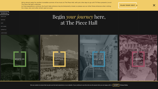 Screenshot of the The Piece Hall Trust website