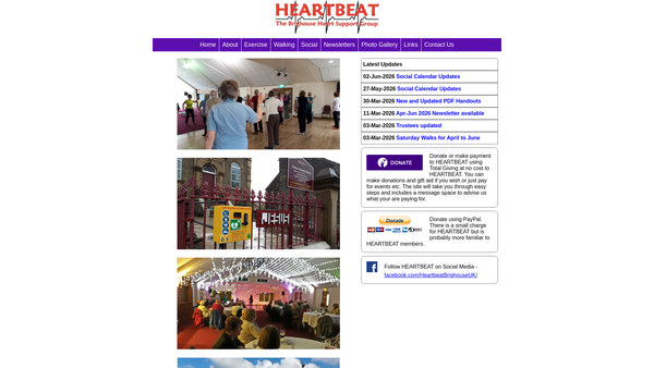 Screenshot of the Heartbeat The Brighouse Heart Support Group website