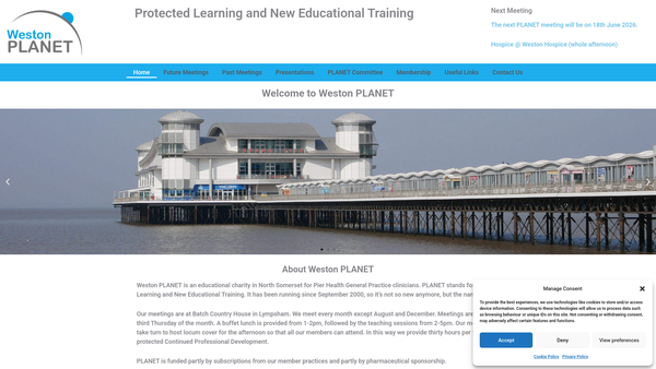 Screenshot of the Weston Planet website