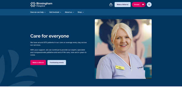 Screenshot of the Birmingham Hospice website