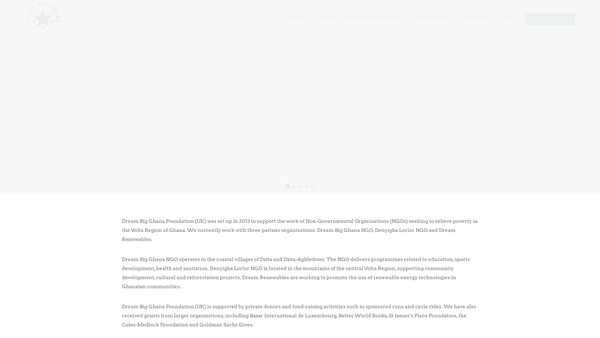 Screenshot of the Dream Big Ghana Foundation website