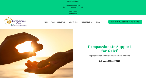 Screenshot of the Bereavement Care website