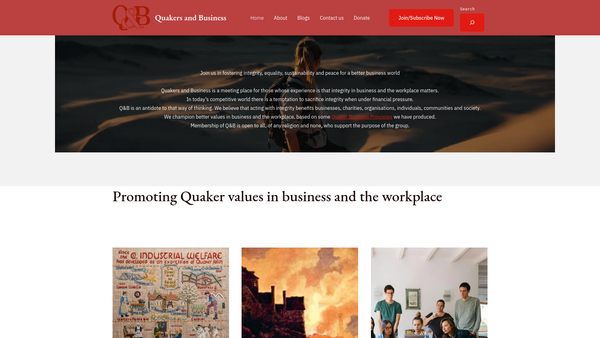 Screenshot of the Quakers And Business Group website