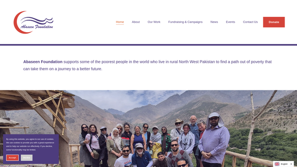 Screenshot of the The Abaseen Foundation U.K. website