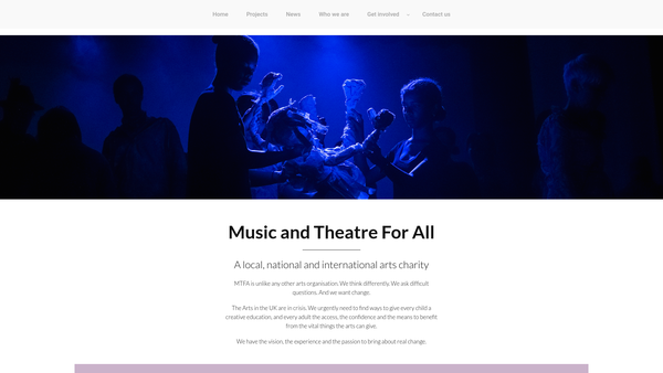 Screenshot of the Music And Theatre For All website