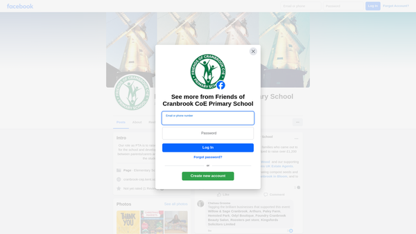 Screenshot of the Friends Of Cranbrook Primary School website
