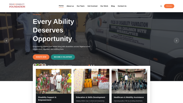 Screenshot of the Focus On Disability Foundation (UK) website