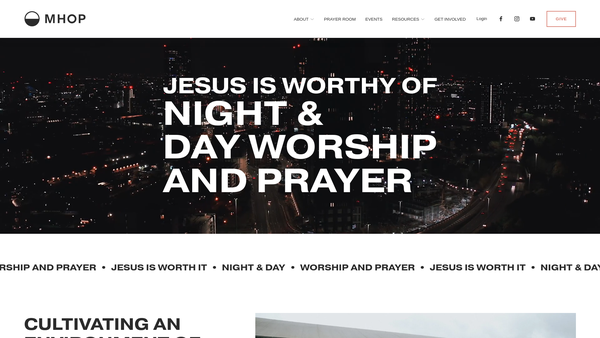 Screenshot of the Manchester House Of Prayer website