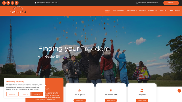 Screenshot of the The Geshereu Support Network website