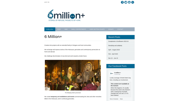 Screenshot of the 6 Million+ Charitable Trust website